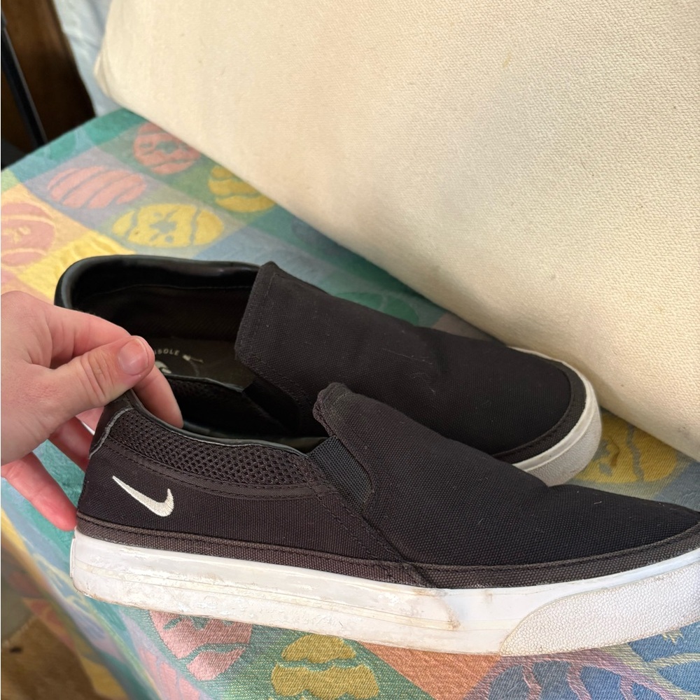 Nike Black and White Slip-On Shoes